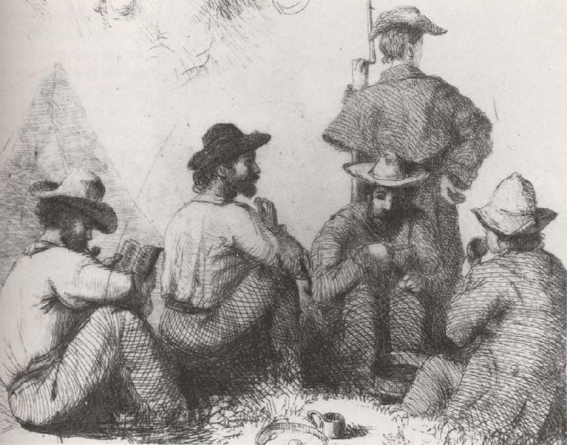 Conrad Wise Chapman Camp Scenes,Five Soldiers